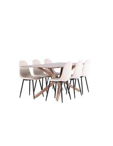 Matgrupp Piazza med Polar matstolar, 180 × 90 cm
