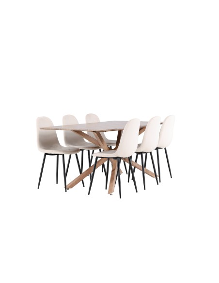 Matgrupp Piazza med Polar matstolar, 180 × 90 cm