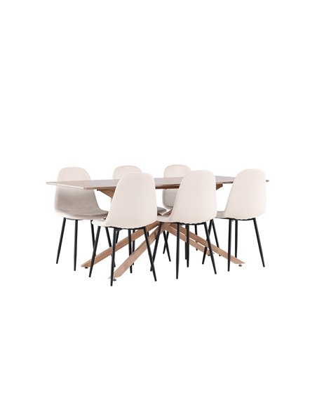 Matgrupp Piazza med Polar matstolar, 180 × 90 cm