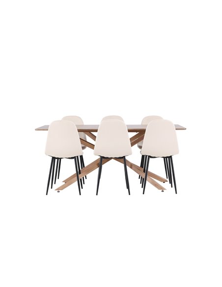 Matgrupp Piazza med Polar matstolar, 180 × 90 cm