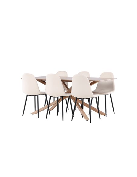 Matgrupp Piazza med Polar matstolar, 180 × 90 cm