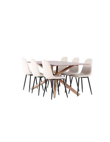 Matgrupp Piazza med Polar matstolar, 180 × 90 cm