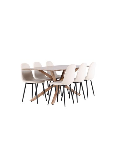 Matgrupp Piazza med Polar matstolar, 180 × 90 cm
