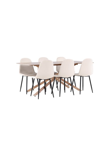 Matgrupp Piazza med Polar matstolar, 180 × 90 cm