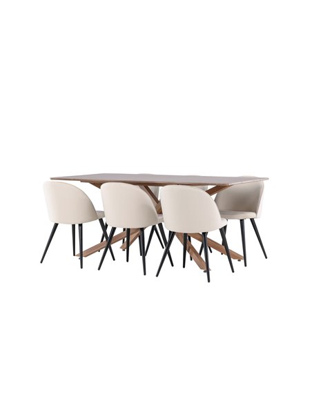 Matgrupp Piazza med Velvet matstolar, 180 × 90 cm