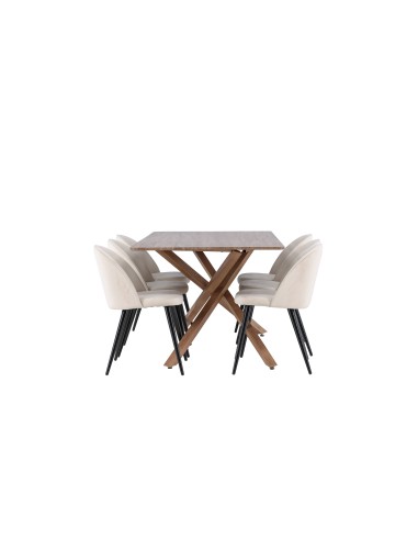 Matgrupp Piazza med Velvet matstolar, 180 × 90 cm