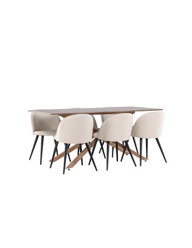 Matgrupp Piazza med Velvet matstolar, 180 × 90 cm