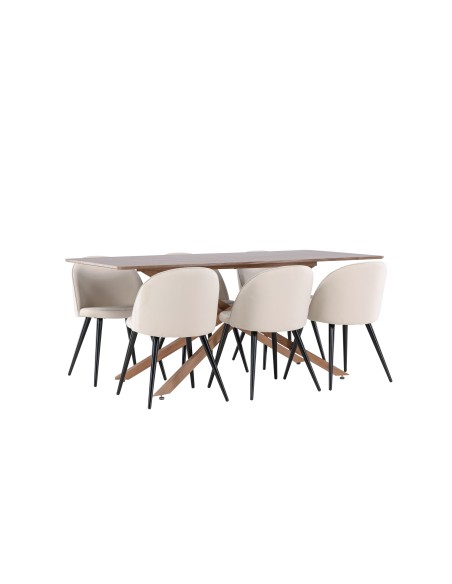 Matgrupp Piazza med Velvet matstolar, 180 × 90 cm