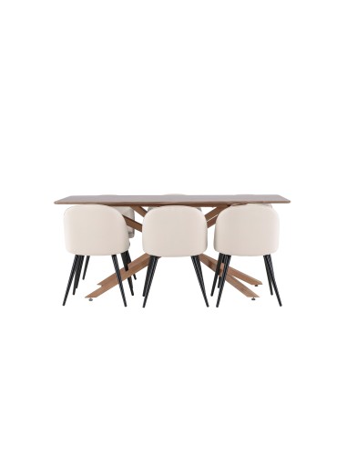 Matgrupp Piazza med Velvet matstolar, 180 × 90 cm