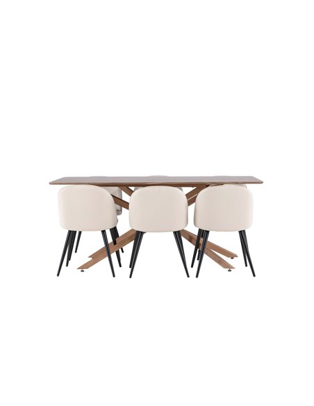 Matgrupp Piazza med Velvet matstolar, 180 × 90 cm