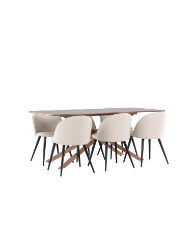 Matgrupp Piazza med Velvet matstolar, 180 × 90 cm
