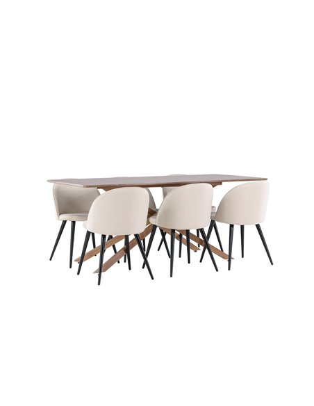 Matgrupp Piazza med Velvet matstolar, 180 × 90 cm