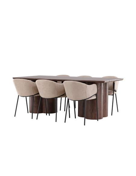 Matgrupp Olivia med Evelina matstolar, 210 × 100 cm