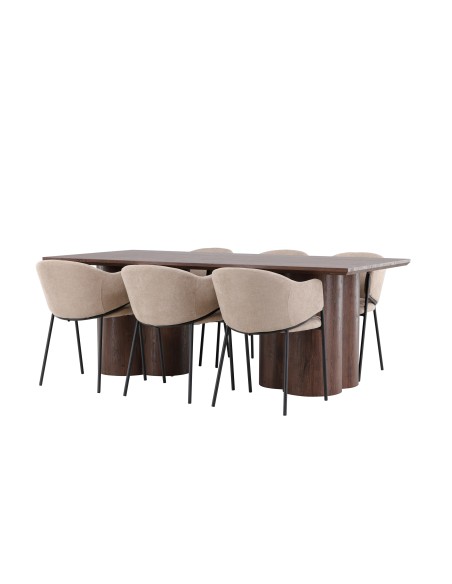 Matgrupp Olivia med Evelina matstolar, 210 × 100 cm