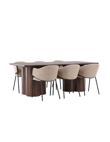 Matgrupp Olivia med Evelina matstolar, 210 × 100 cm