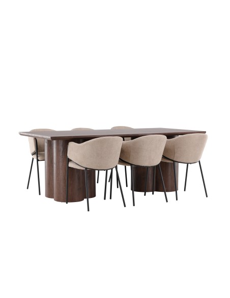 Matgrupp Olivia med Evelina matstolar, 210 × 100 cm