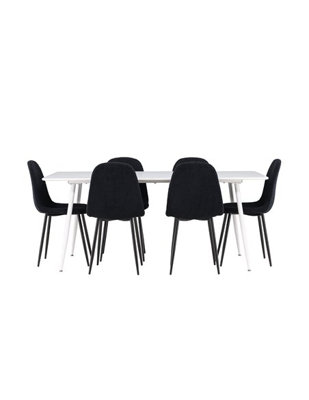 Matgrupp Silar med Polar matstolar, 180 × 90 cm