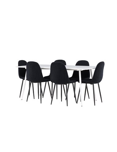 Matgrupp Silar med Polar matstolar, 180 × 90 cm