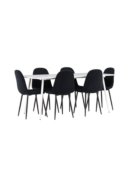 Matgrupp Silar med Polar matstolar, 180 × 90 cm