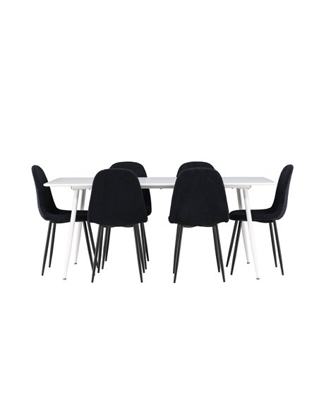 Matgrupp Silar med Polar matstolar, 180 × 90 cm