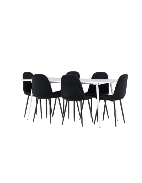 Matgrupp Silar med Polar matstolar, 180 × 90 cm