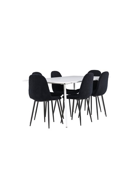 Matgrupp Silar med Polar matstolar, 180 × 90 cm