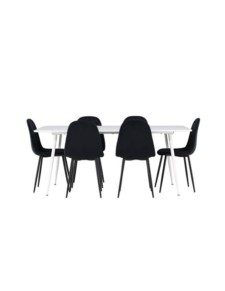 Matgrupp Silar med Polar matstolar, 180 × 90 cm