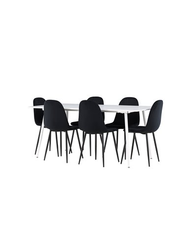 Matgrupp Silar med Polar matstolar, 180 × 90 cm