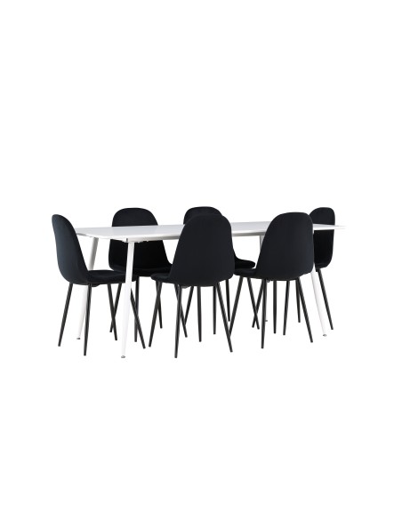 Matgrupp Silar med Polar matstolar, 180 × 90 cm