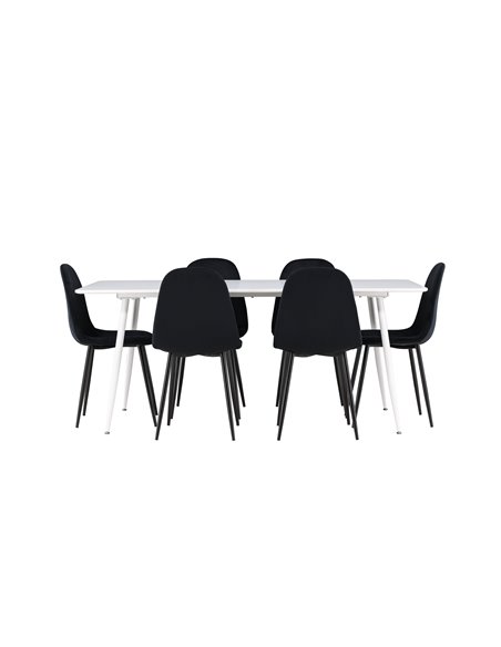Matgrupp Silar med Polar matstolar, 180 × 90 cm