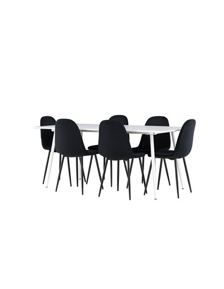 Matgrupp Silar med Polar matstolar, 180 × 90 cm