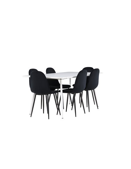 Matgrupp Silar med Polar matstolar, 180 × 90 cm