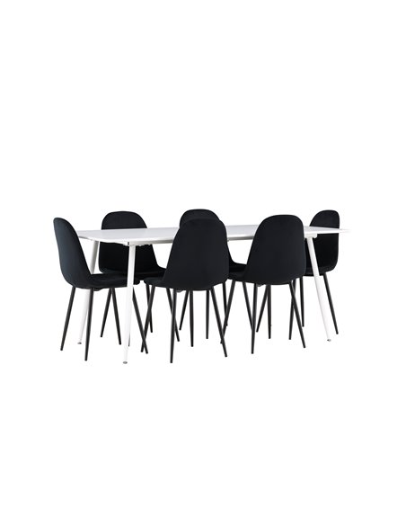 Matgrupp Silar med Polar matstolar, 180 × 90 cm