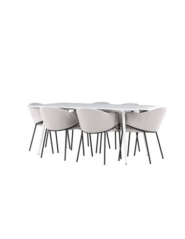 Matgrupp Silar med Evelina matstolar, 180 × 90 cm
