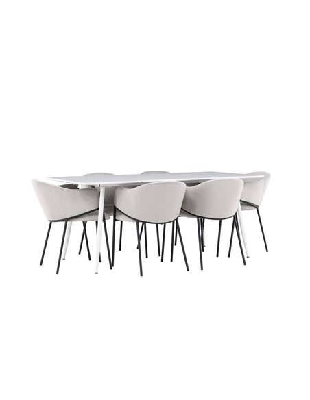 Matgrupp Silar med Evelina matstolar, 180 × 90 cm