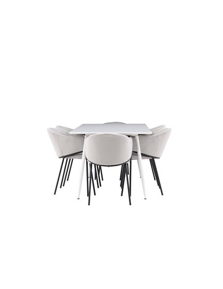 Matgrupp Silar med Evelina matstolar, 180 × 90 cm