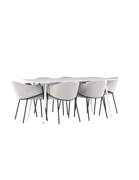 Matgrupp Silar med Evelina matstolar, 180 × 90 cm