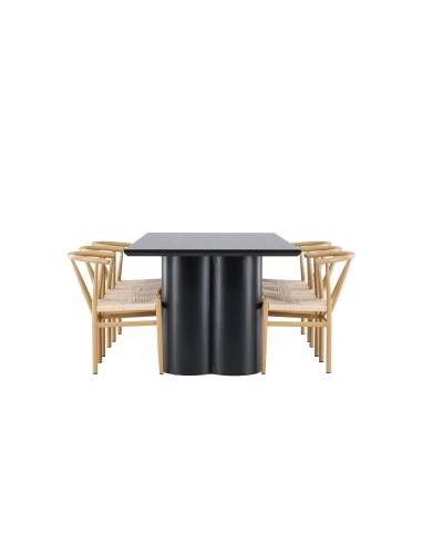 Matgrupp Olivia med Alfons matstolar, 210 × 100 cm