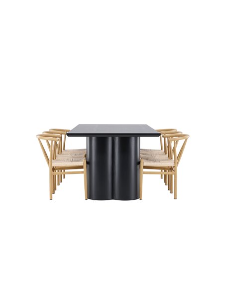 Matgrupp Olivia med Alfons matstolar, 210 × 100 cm