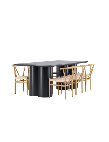 Matgrupp Olivia med Alfons matstolar, 210 × 100 cm