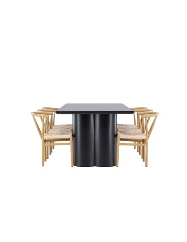 Matgrupp Olivia med Alfons matstolar, 210 × 100 cm