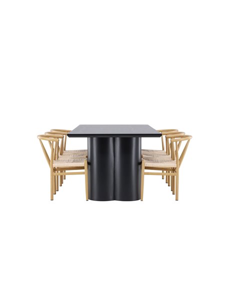 Matgrupp Olivia med Alfons matstolar, 210 × 100 cm
