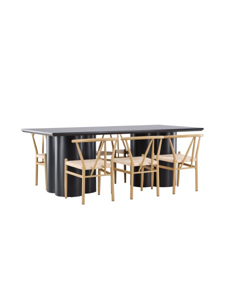 Matgrupp Olivia med Alfons matstolar, 210 × 100 cm