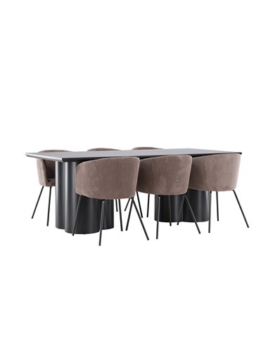Matgrupp Olivia med Berit matstolar, 210 × 100 cm