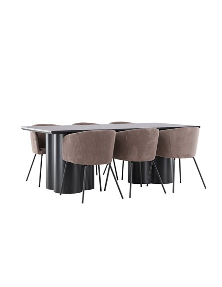 Matgrupp Olivia med Berit matstolar, 210 × 100 cm