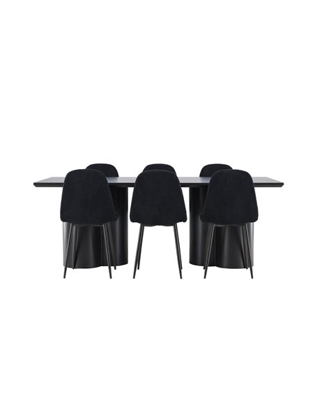 Matgrupp Olivia med Polar matstolar, 210 × 100 cm