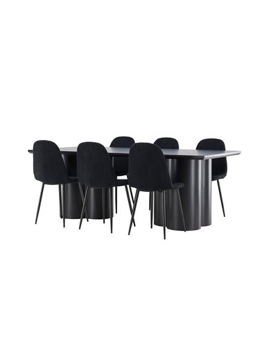 Matgrupp Olivia med Polar matstolar, 210 × 100 cm