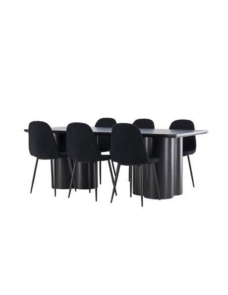 Matgrupp Olivia med Polar matstolar, 210 × 100 cm