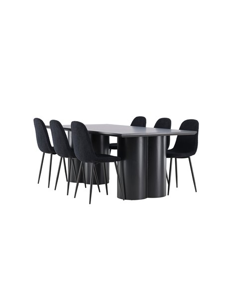 Matgrupp Olivia med Polar matstolar, 210 × 100 cm