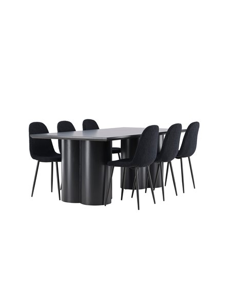 Matgrupp Olivia med Polar matstolar, 210 × 100 cm